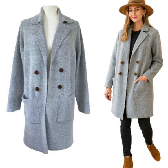 PINK CLOVER Grey Long Cardigan Coatigan Size M - Picture 1 of 14